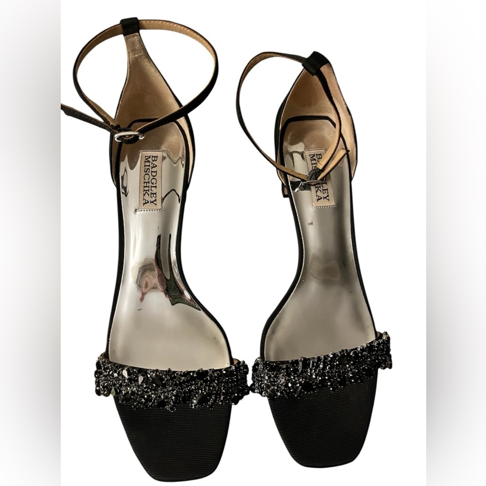 Badgley Mischka Jackie Embellished Leather Sandals